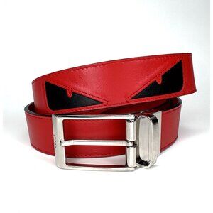 Fendi Monster Red Leather Belt 1.3in Large